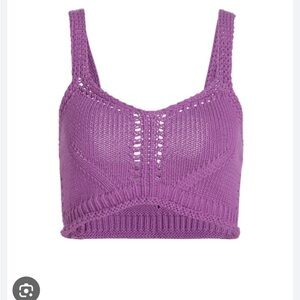 Ulla Johnson Celia Bralette Knit Crop Top Cassis Purple Tank Size M NWT Crochet